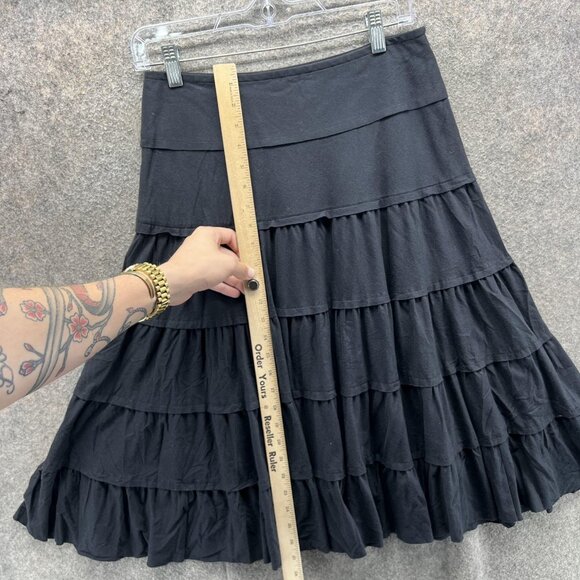 Theory Skirt Womens 0 Black Tiered Ruffle A Line Midi 100% Cotton Style 51174385 - Picture 7 of 9